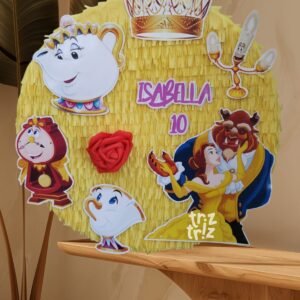 Piñata circular La Bella y La Bestia